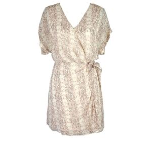 Vintage Cream Snake Print Wrap Dress